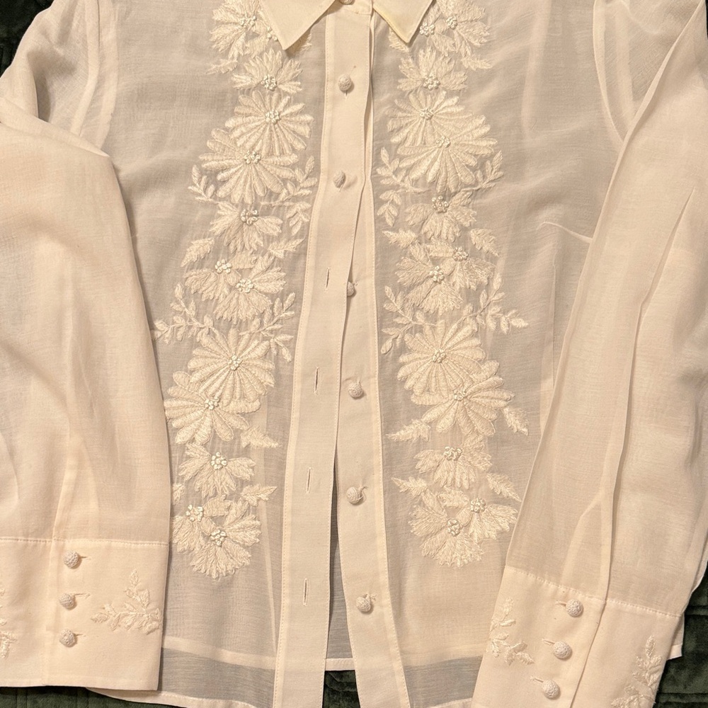 Talbots Cream Button-Down Blouse Vintage 80's